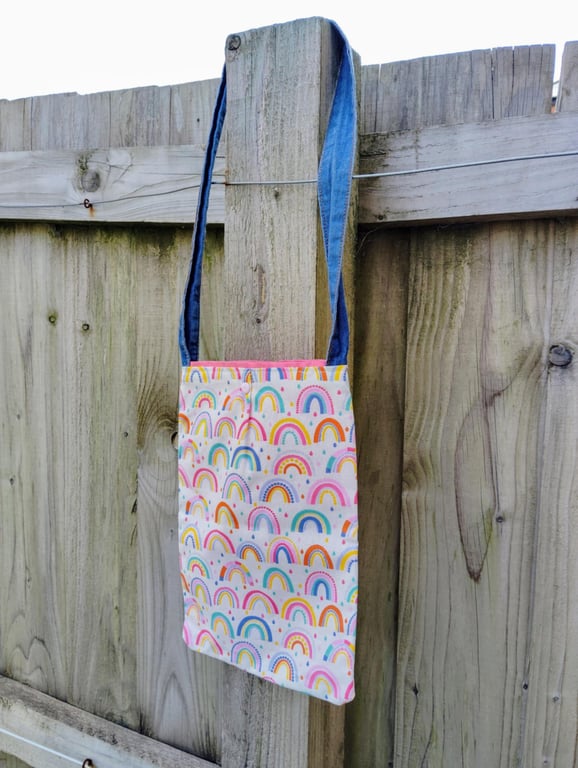 Fabric rainbow handbag with popper