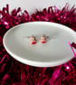 Retro Christmas robin drop earrings Quirky, fun, unique, handmade novel - Image 2