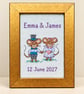Personalised Wedding Mice Cross Stitch – Framed Keepsake - Image 1
