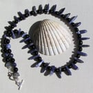Blue Sodalite & Black Onyx Gemstone Statement Beaded Tribal Style Necklace