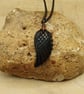 Mens Obsidian angel wing necklace. Unisex Black Reiki jewelry. Virgo jewelry - Image 3