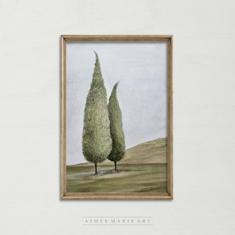 Trees In Field (Unframed) Original Watercolour Painting - A5