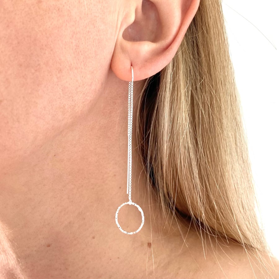 Long silver threader earrings
