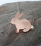 Bunny Pendant Necklace, Copper and Sterling Silver.  - Image 4