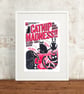 Cat 'Catnip' A4 Hand Pulled Screen Print - Image 1