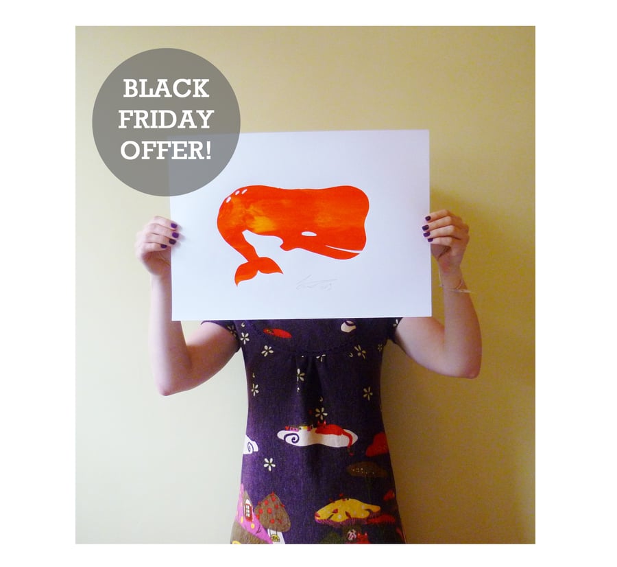 Black Friday - Free Postage - Set of Three Whale Screen Prints