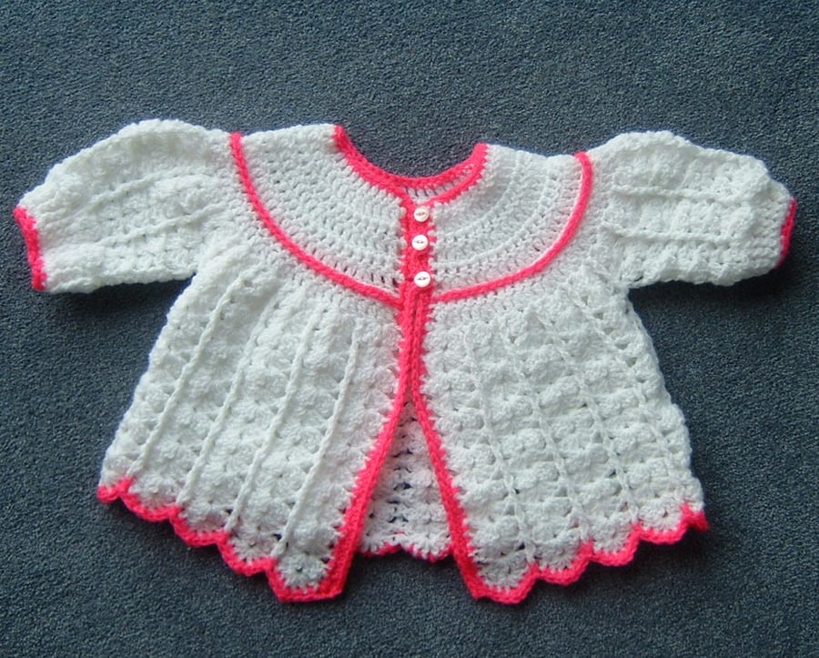 SALE BARGAIN...baby crocheted matinee coat ref 595