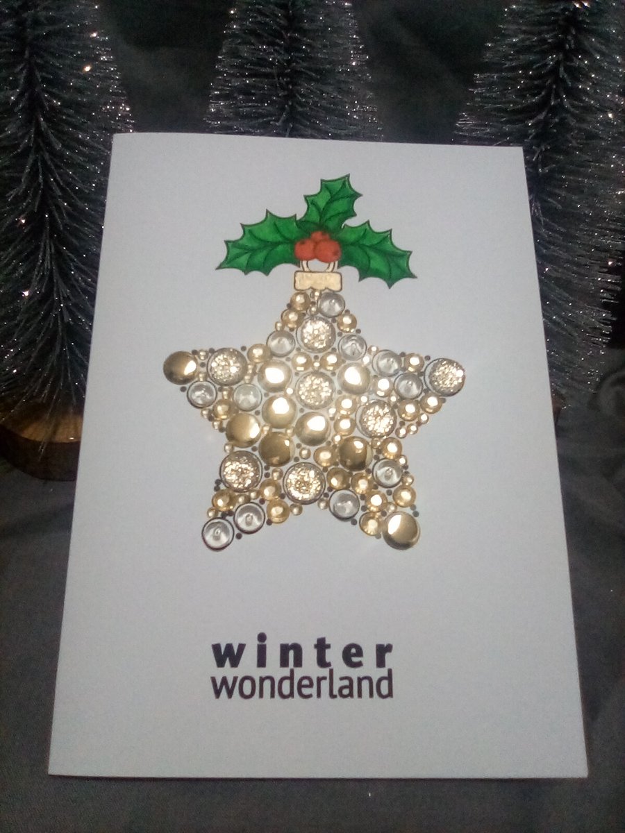 Gold handmade star ornament Christmas card