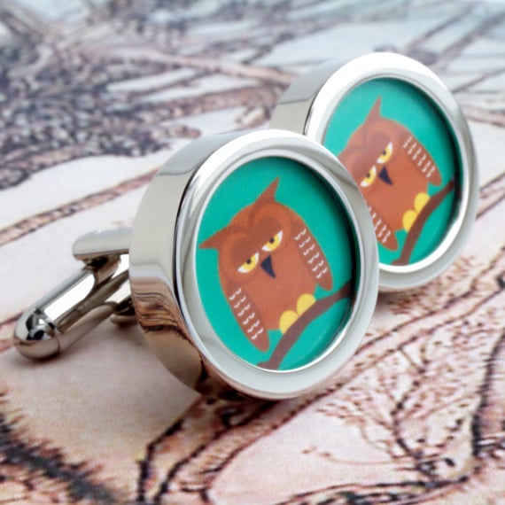 Owl Cuff Links Cartoon Cufflinks Original Artwork