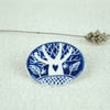 Ceramic Tree Brooch (Dark Blue)