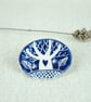 Ceramic Tree Brooch (Dark Blue) - Image 1