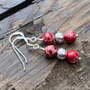 Red Jasper & Sterling Silver Bead Earrings