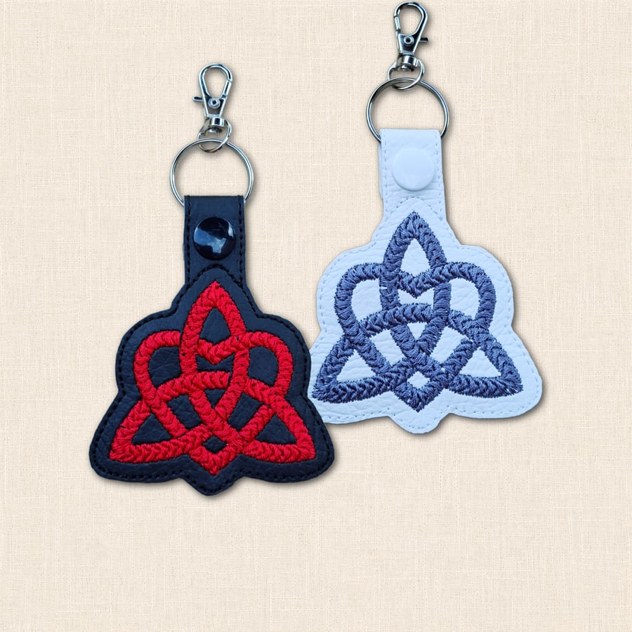 Trinity Knot Keyring - Embroidered Celtic Heart Accessory