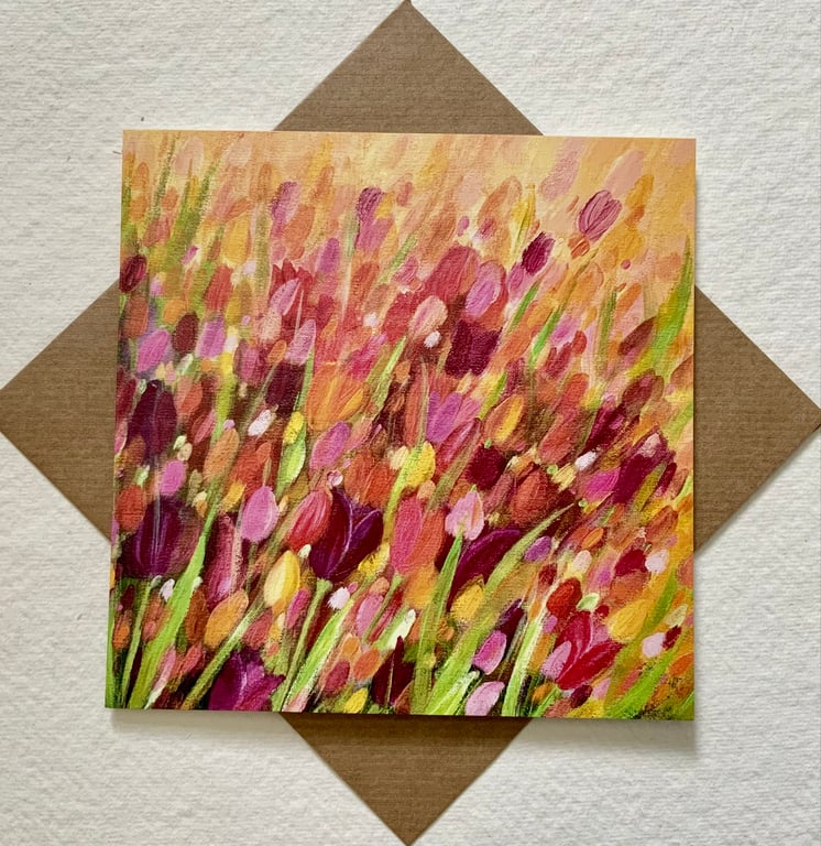 Springtime Tulips, Blank Greetings Card
