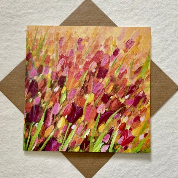 Springtime Tulips, Blank Greetings Card