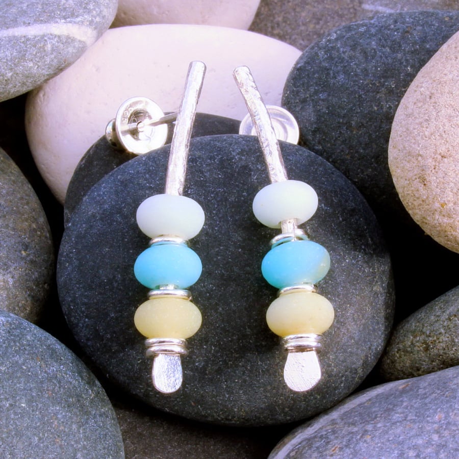 Seaside inspired earrings, pastel colours, natural colours, sea, pebbles