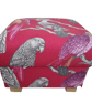 Storage Footstool iLiv Aviary Garden Pomegranate Fabric Pouffe Parrots Pink Red