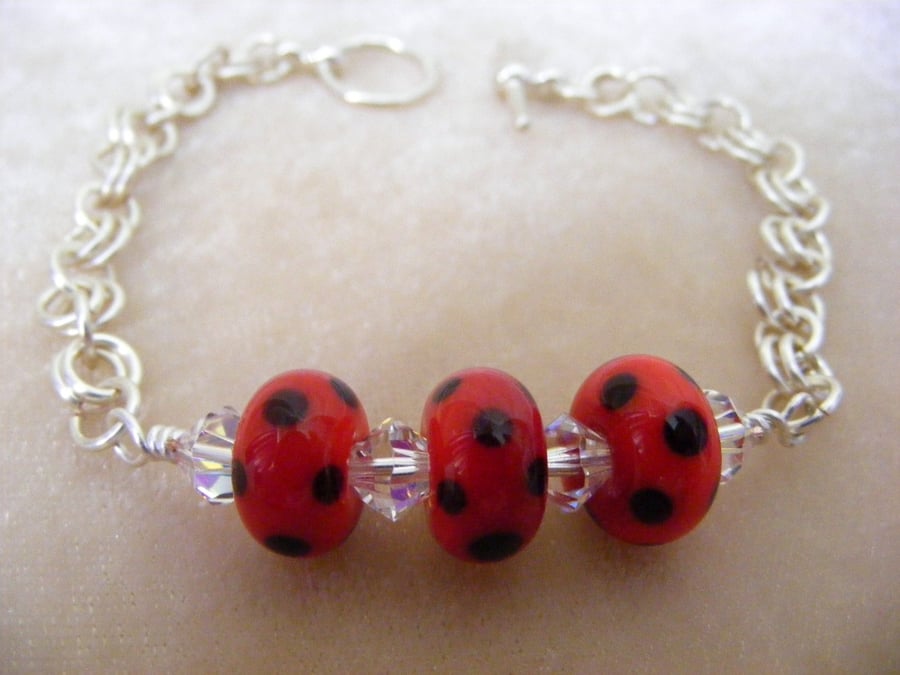 Ladybird and Crystal Bracelet.