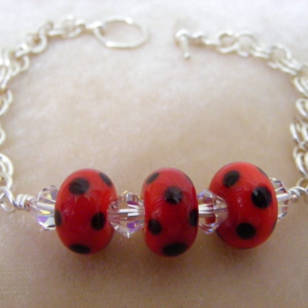 Ladybird and Crystal Bracelet.