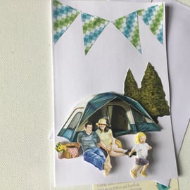 Decoupage card. Handmade card. Camping theme. CC721