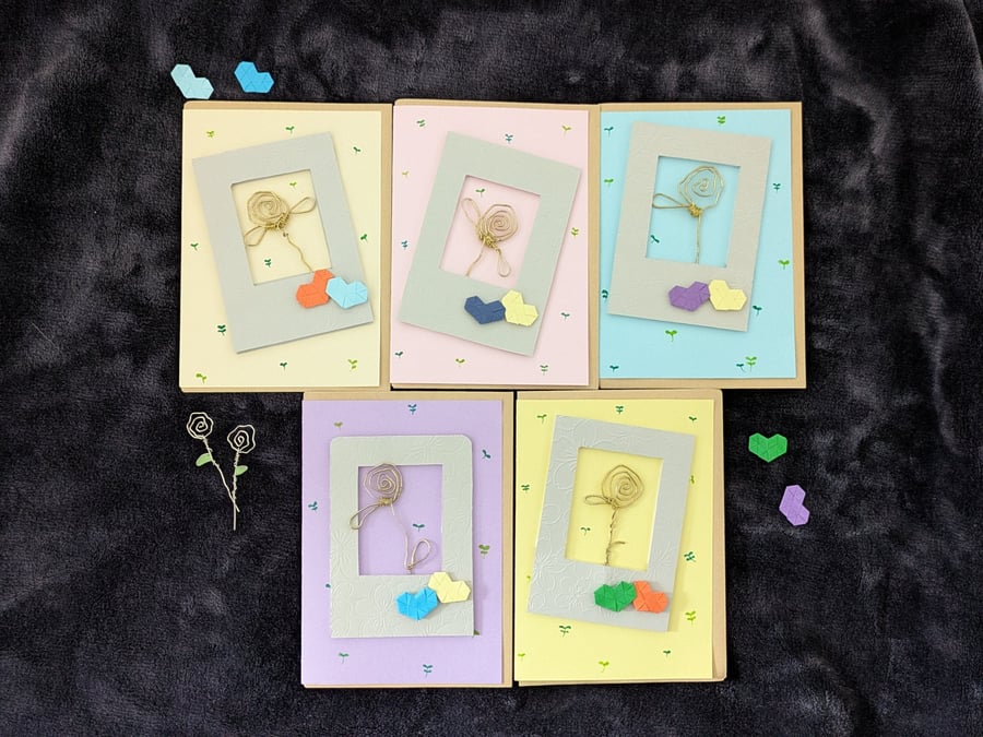 3D Wire Art Rose Greetings Card