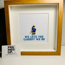 CARDIFF CITY FC - Framed custom Lego footballer minifigure 