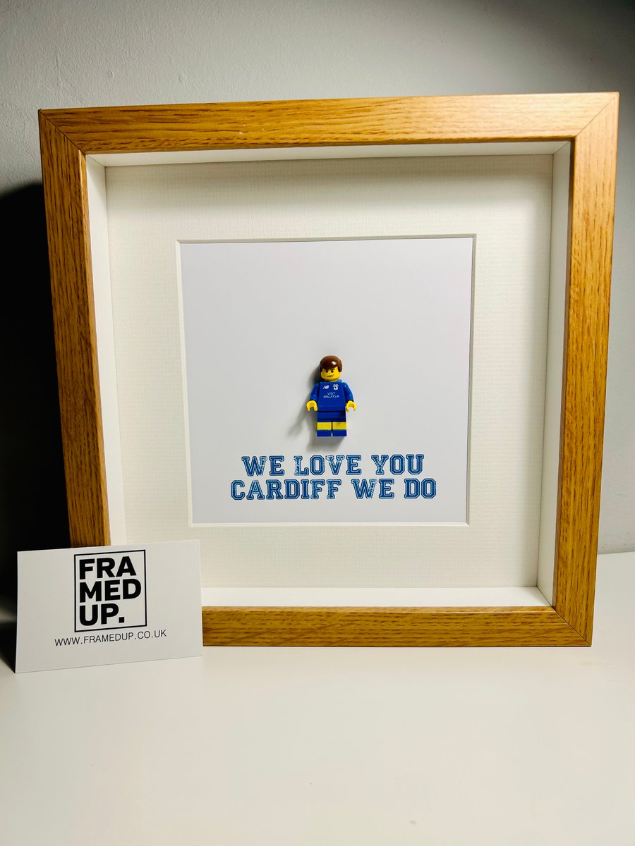 CARDIFF CITY FC - Framed custom Lego footballer minifigure 