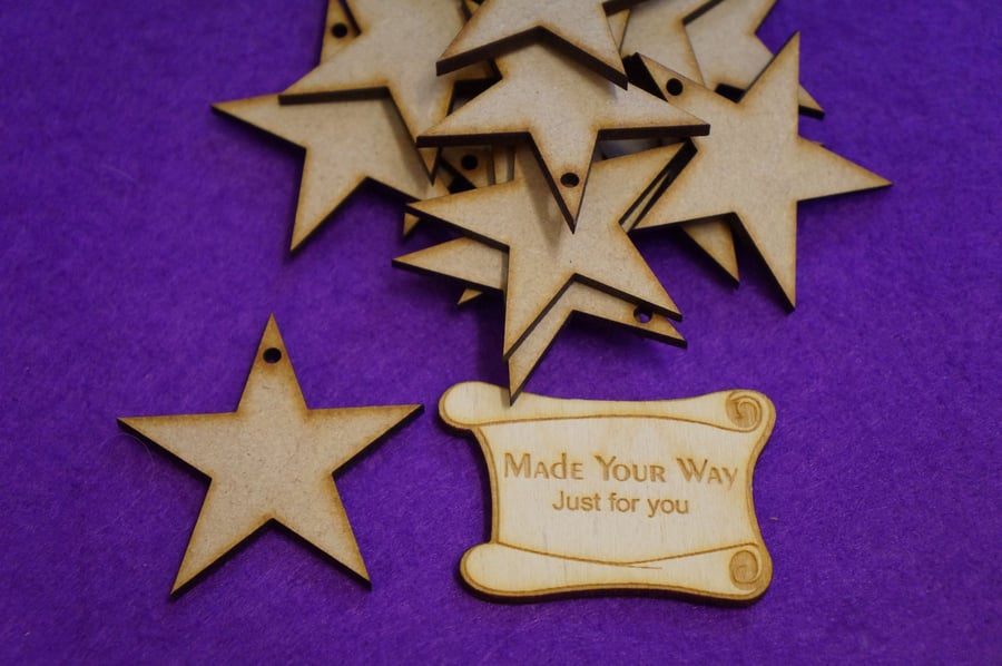 MDF Star one hole 5cm - 15 x Laser cut wooden shape