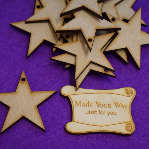 MDF Star one hole 5cm - 15 x Laser cut wooden shape
