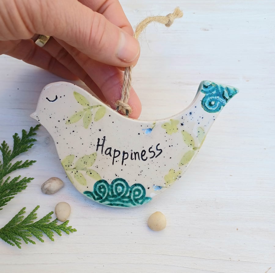 Ceramic Bird Decoration,  Happiness 