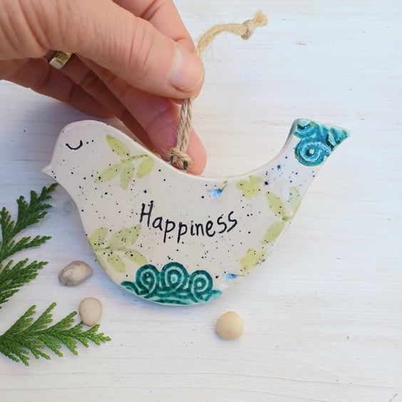 Ceramic Bird Decoration,  Happiness 