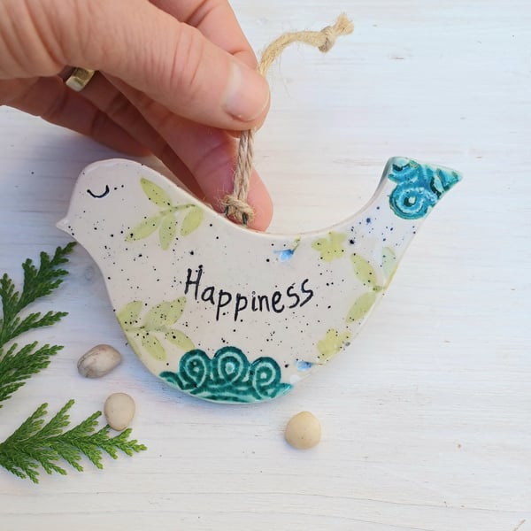 Ceramic Bird Decoration,  Happiness 