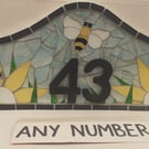 Bee Bumblebee Glass Mosaic House Number Plate Plaque Door Sign 