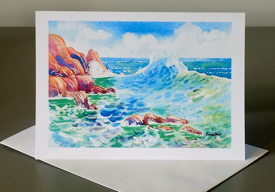Seascape, Pembrokeshire Coast, Wales Size A5, Blank inside for own message.