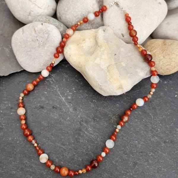 Carnelian stone necklace with sterling silver