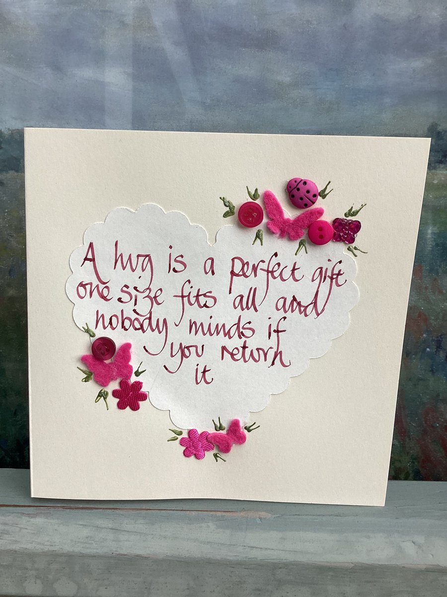 Handmade birthday card.Square cream card with 3D embellishments. Friendship card