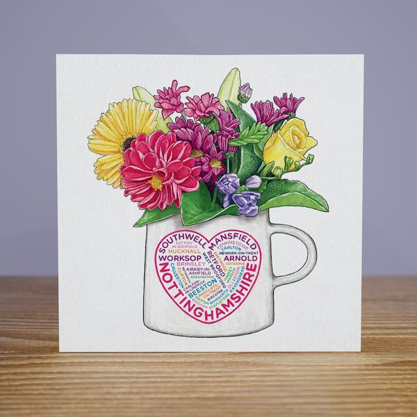Love from Nottingham greetings card – Blank inside, FSC certified, 148x148mm