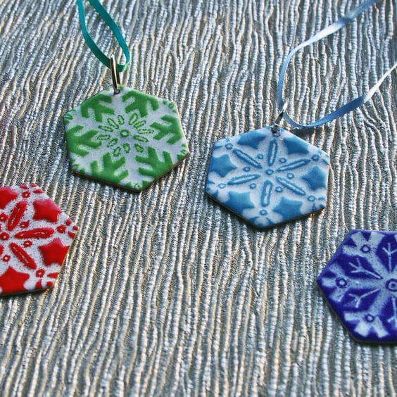 Snowflake - Enamelled Christmas Decoration