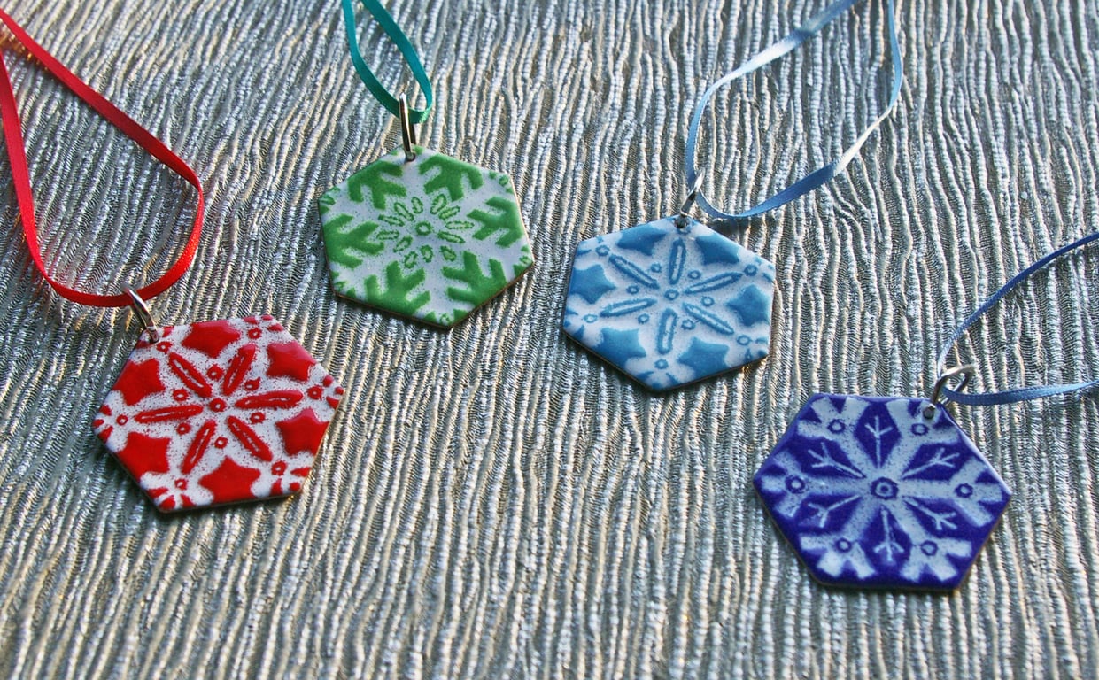 Snowflake - Enamelled Christmas Decoration