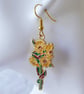 Bunch of Sunflowers Enamelled Earrings with Gold Plated Ear Wires