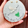 Nearly HomeTree - Whittington Tump - White Framed Mini Sea Glass Art Picture