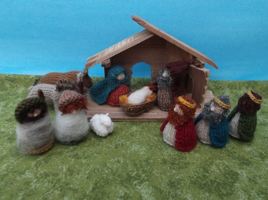 Knitted nativity set