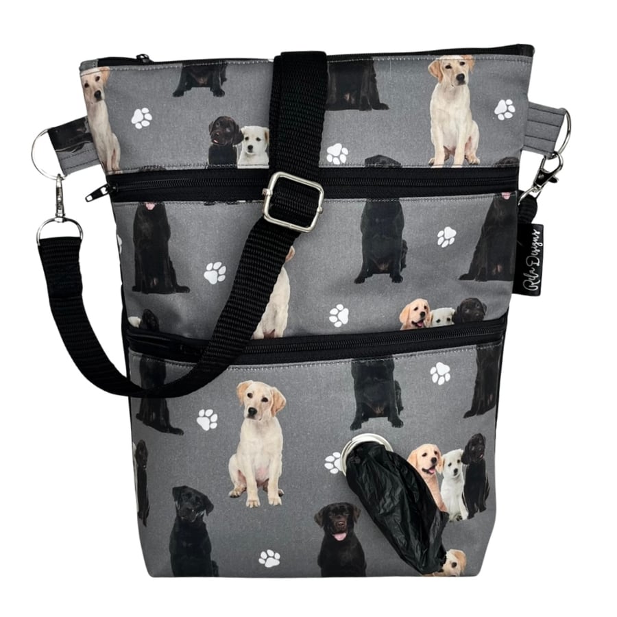 Dog walking bag Labradors grey 