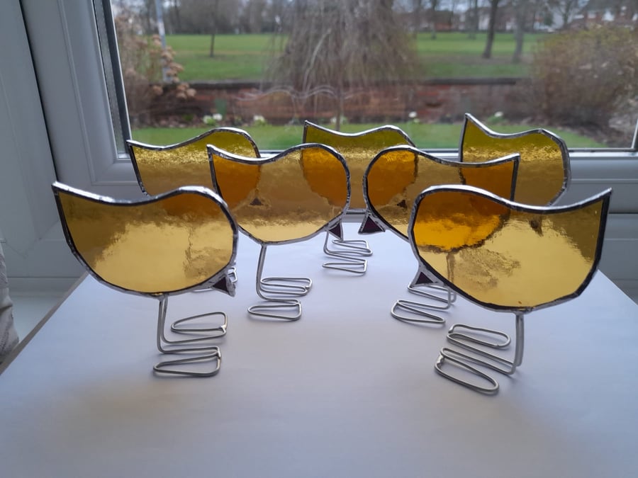 Stained glass handmade free standing chick