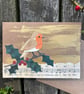 Robin Christmas card- hand cut paper collage