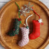 Scrapbox Stockings - Set of Three Mini Christmas Stocking Tree Decorations