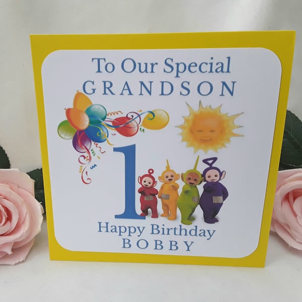 Personalised Teletubbies Birthday Card, Any age and relationship