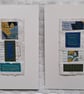 Pretty Patterned Blue Green Yellow Handstitched Geometric Small Art Pictures - Image 1