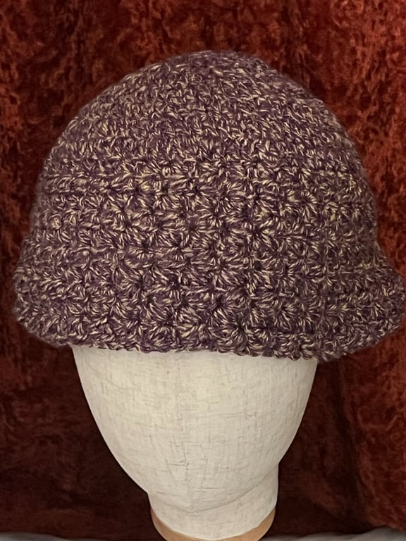 Purple Heather Hand Crocheted Oversized Beanie Hat