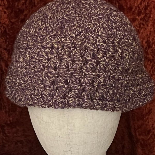 Purple Heather Hand Crocheted Oversized Beanie Hat